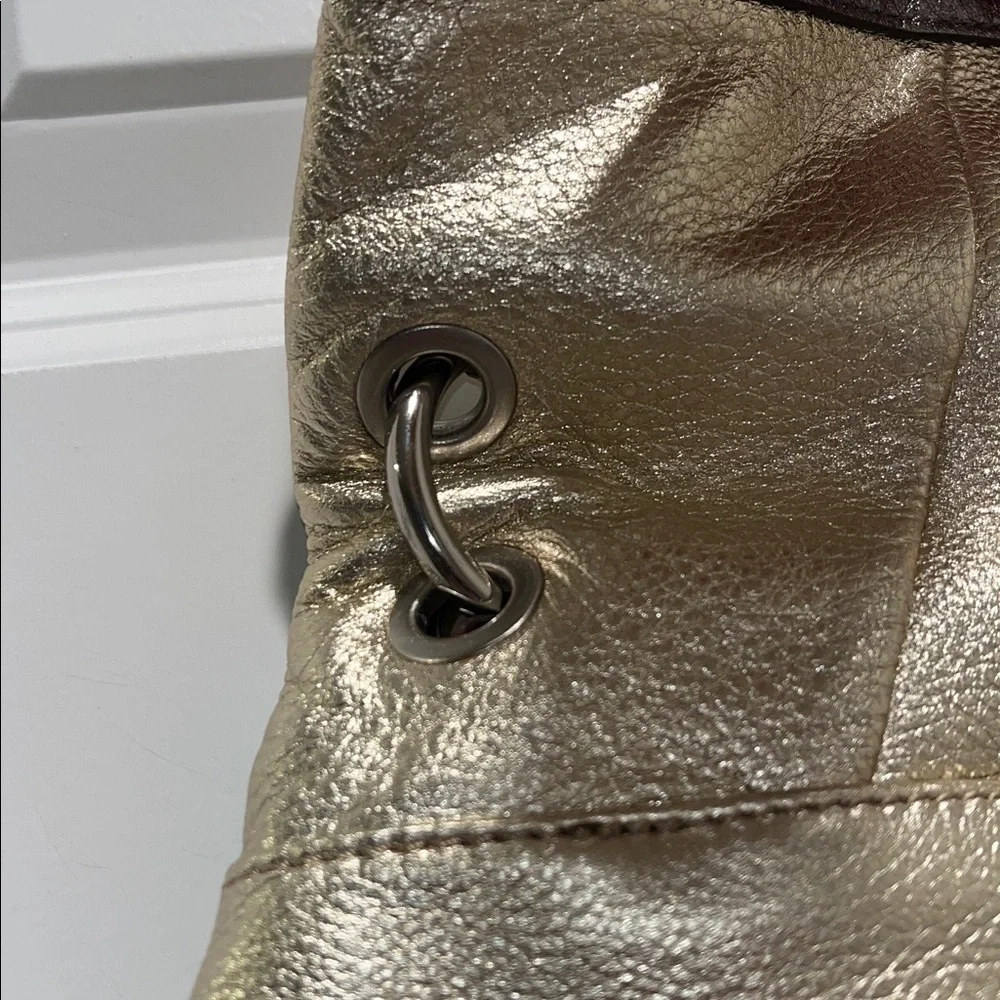 B. Makowsky Hobo bag purse shoulder two toned gold pewter silver